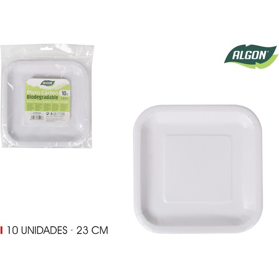 SET-10 PLATO CARTON CUAD. L/SOJA 23CM ALGON image 0