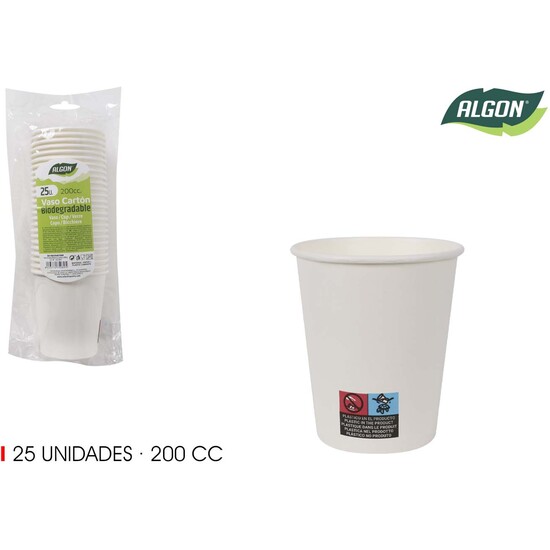 SET-25 VASO BLANCO CARTON 200CC ALGON image 0