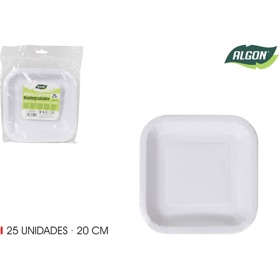 SET-25 PLATO CARTON CUAD. L/SOJA 20CM ALGON image 0