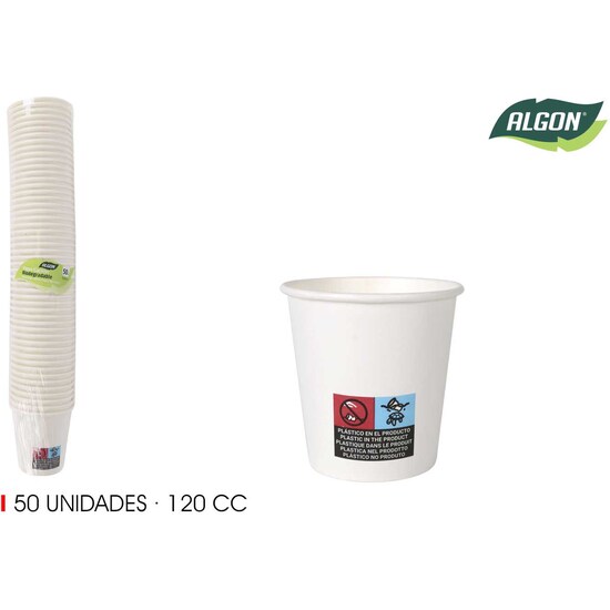 SET-50 VASO BLANCO CARTON 120CC ALGON image 0