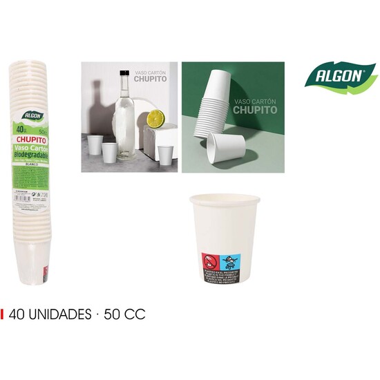 SET-40 VASO CARTON CHUPITO BLA.50CC ALGON image 0