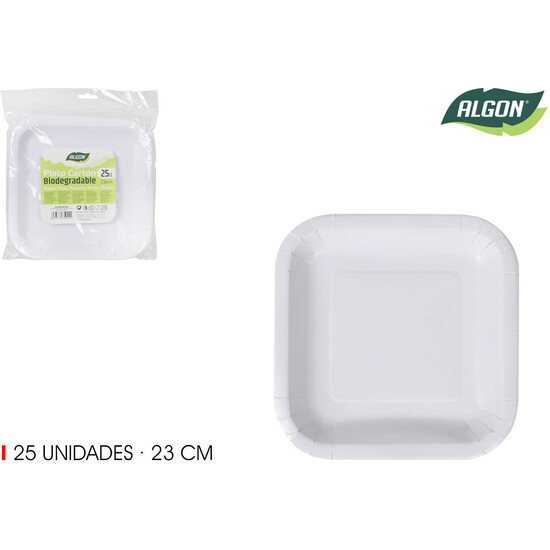 SET-25 PLATO CARTON CUAD. L/SOJA 23CM ALGON image 0