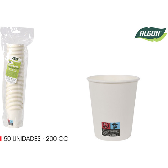 SET-50 VASO BLANCO CARTON 200CC ALGON image 0