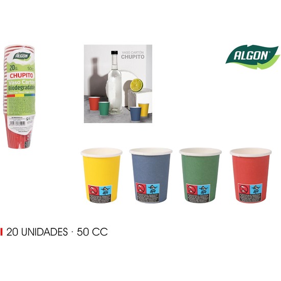 SET-20 VASO CARTON CHUPITO COL.50CC ALGON image 0