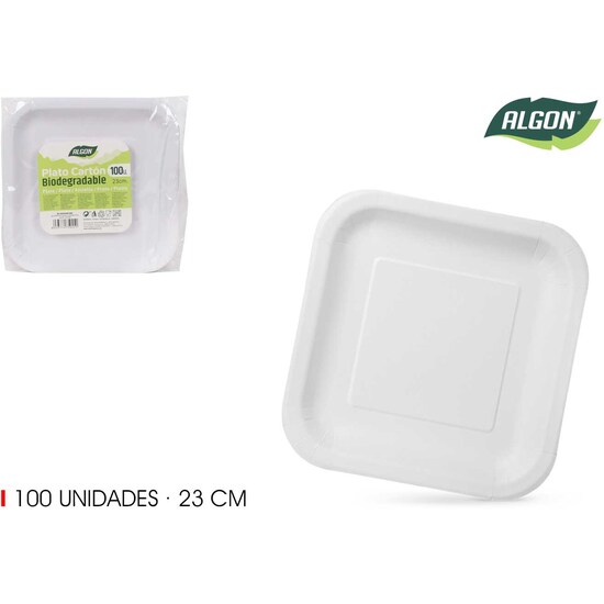 SET-100 PLATO CARTON CUAD. L/SOJA 23CM ALGON image 0