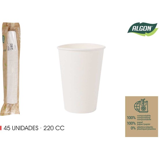 SET-45 VASO BLANCO CARTON 220CC ALGON image 0