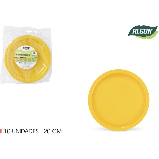 SET-10 PLATO CARTON AMARILLO SOJA 20CM ALGON image 0