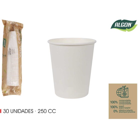 SET-30 VASO BLANCO CARTON 250CC ALGON image 0