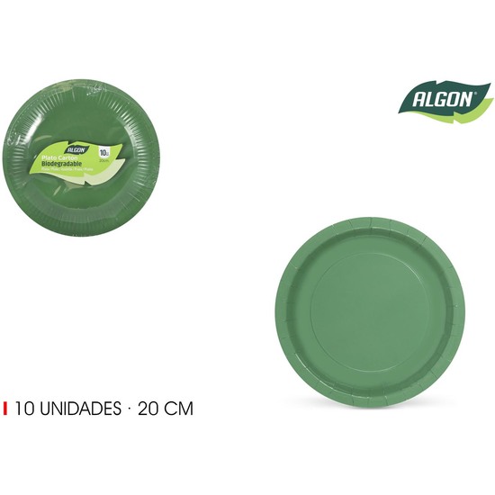 SET-10 PLATO CARTON VERDE SOJA 20CM ALGON image 0