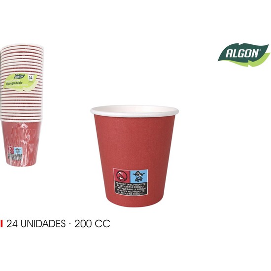 SET-24 VASO CARTON ROJO 200CC ALGON image 0