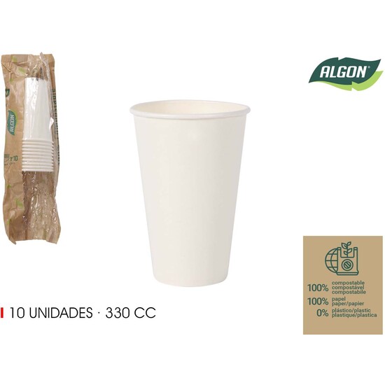 SET-10 VASO BLANCO CARTON 330CC ALGON image 0