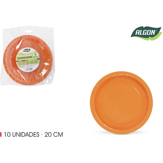 SET-10 PLATO CARTON NARANJA SOJA 20CM ALGON image 0