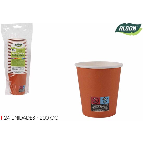 SET-24 VASO CARTON NARANJA 200CC ALGON image 0