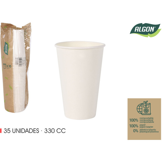 SET-35 VASO BLANCO CARTON 330CC ALGON image 0