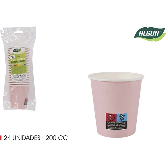 SET-24 VASO CARTON ROSA BABY 200CC ALGON image 0