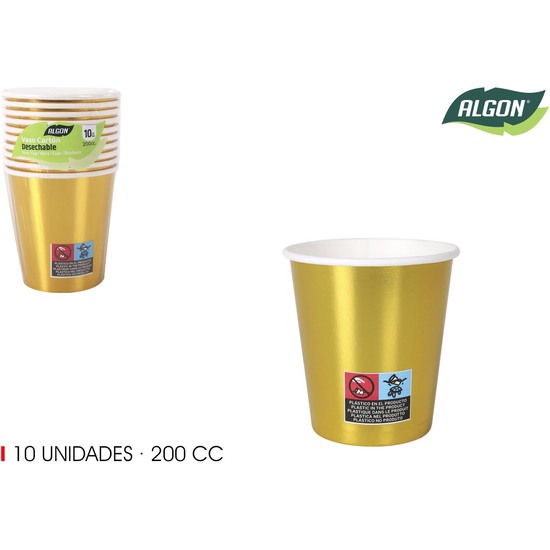 SET-10 VASO CARTON ORO 200CC ALGON image 0