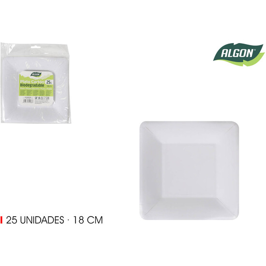 SET-25 PLATO CARTON CUAD. L/SOJA 18CM ALGON image 0