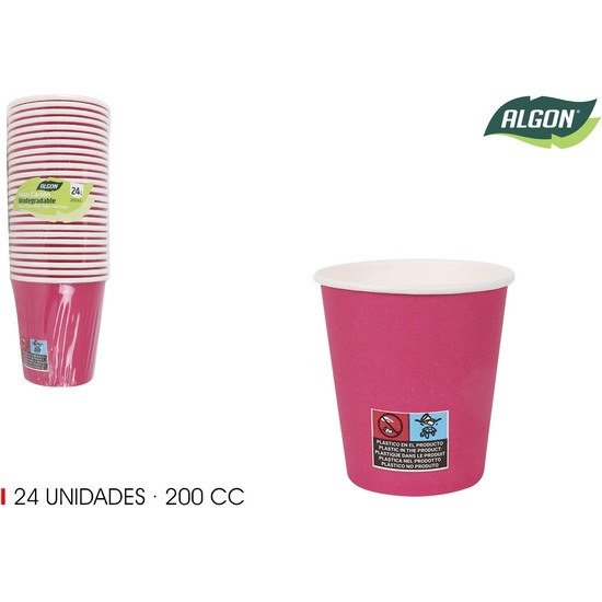 SET-24 VASO CARTON FUCSIA 200CC ALGON image 0