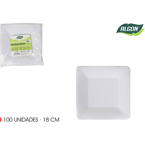 SET-100 PLATO CARTON CUAD. L/SOJA 18CM ALGON image 0