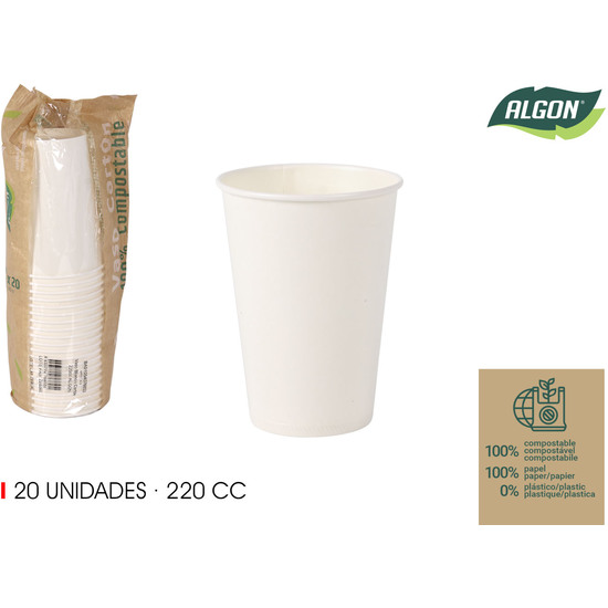 SET-20 VASO BLANCO CARTON 220CC ALGON image 0