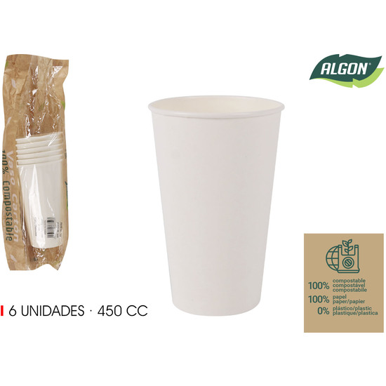 SET-6 VASO BLANCO CARTON 450CC ALGON image 0