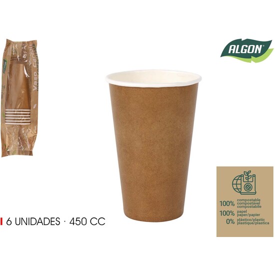 SET-6 VASO CARTON KRAFT 450CC ALGON image 0