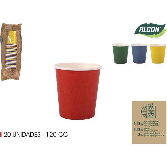 SET-20 VASO CARTON MULTICOLOR 120CC ALGON image 0