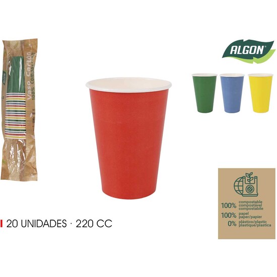 SET-20 VASO CARTON MULTICOLOR 220CC ALGON image 0