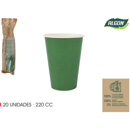 SET-20 VASO CARTON VERDE PINO 220CC ALGON image 0