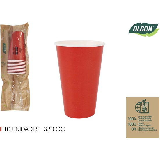 SET-10 VASO CARTON ROJO 330CC ALGON image 0