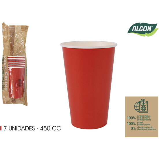 SET-7 VASO CARTON ROJO 450CC ALGON image 0