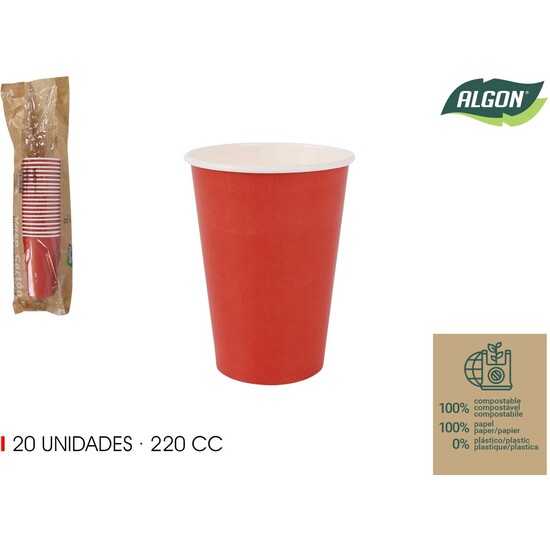 SET-20 VASO CARTON ROJO 220CC ALGON image 0