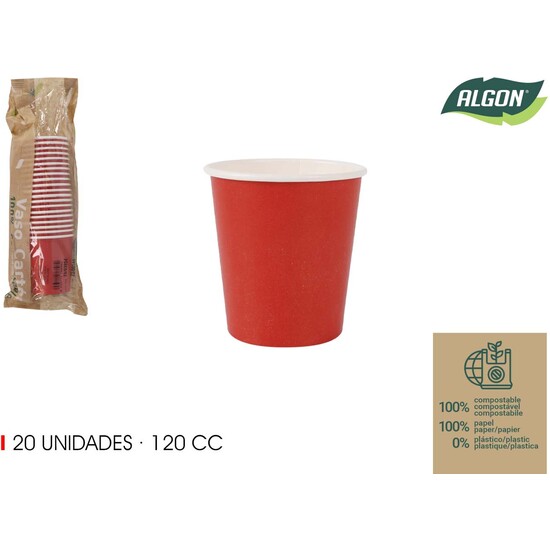 SET-20 VASO CARTON ROJO 120CC ALGON image 0