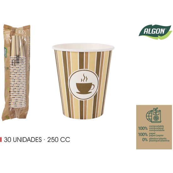 SET-30 VASO CARTON CAFE 250CC ALGON image 0