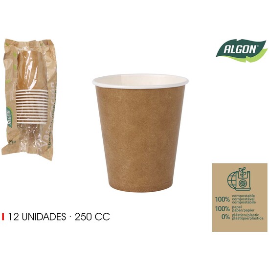 SET-12 VASO CARTON KRAFT 250CC ALGON image 0