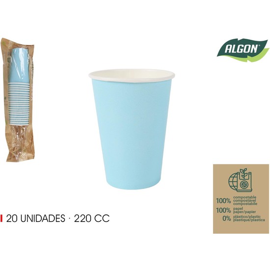 SET-20 VASO CARTON AZUL BABY 220CC ALGON image 0