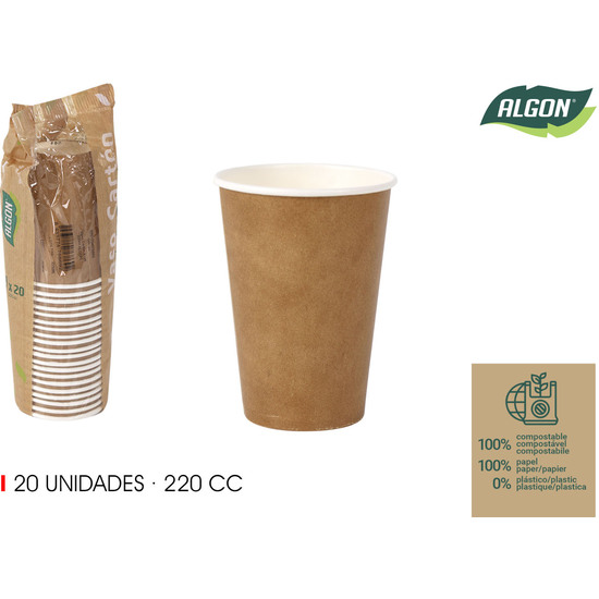 SET-20 VASO CARTON KRAFT 220CC ALGON image 0