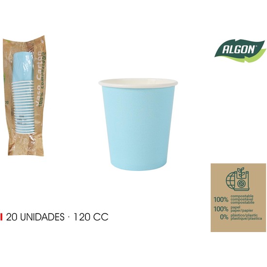 SET-20 VASO CARTON AZUL BABY 120CC ALGON image 0