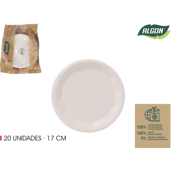 SET-20 PLATO RED.CARTON BLANCO 17CM ALGON image 0