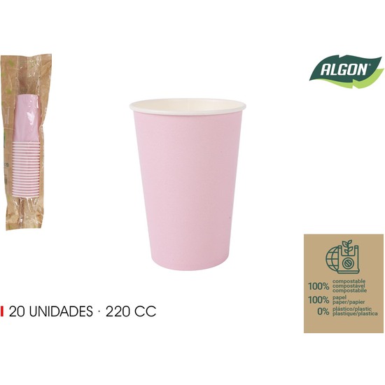 SET-20 VASO CARTON ROSA BABY 220CC ALGON image 0