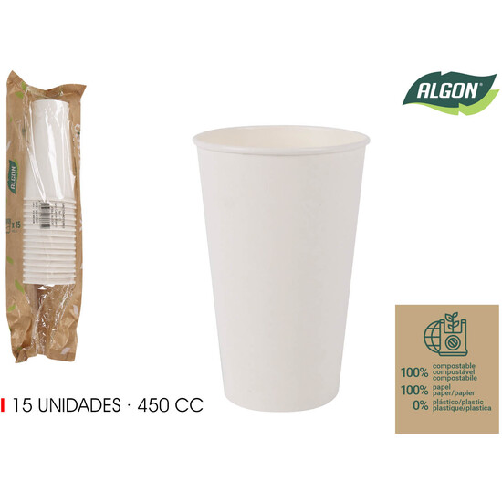 SET-15 VASO BLANCO CARTON 450CC ALGON image 0