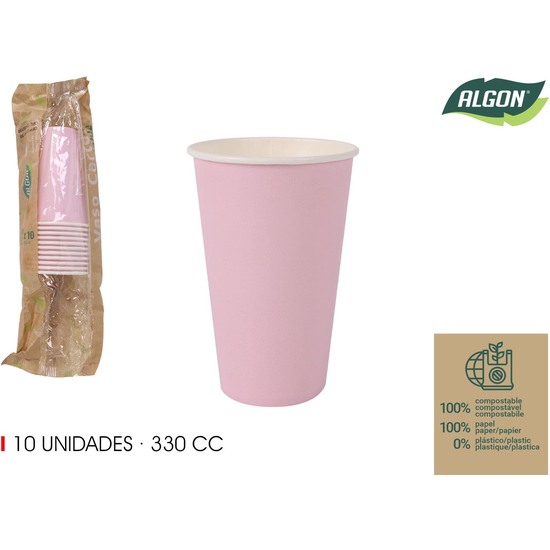 SET-10 VASO CARTON ROSA BABY 330CC ALGON image 0