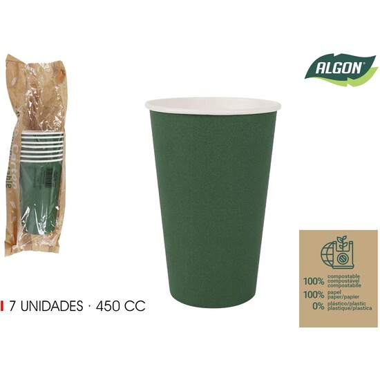 SET-7 VASO CARTON VERDE PINO 450CC ALGON image 0