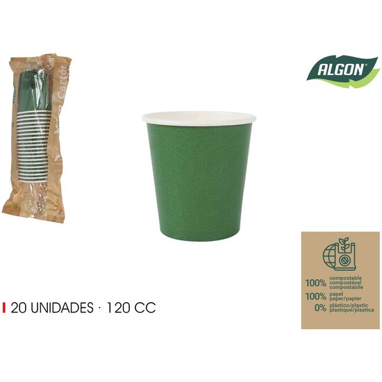 SET-20 VASO CARTON VERDE PINO 120CC ALGON image 0