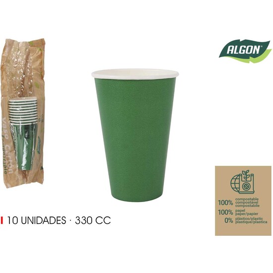 SET-10 VASO CARTON VERDE PINO 330CC ALGON image 0