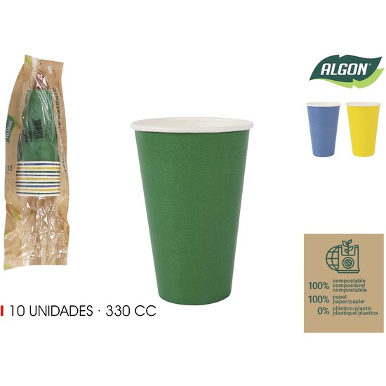 SET-10 VASO CARTON MULTICOLOR 330CC ALGON image 0