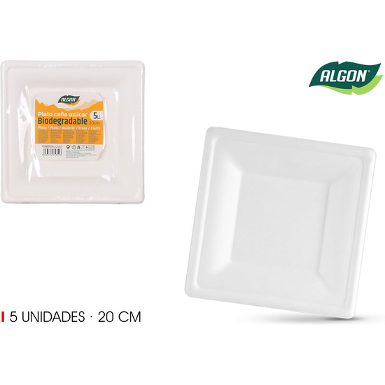 SET-5 PLATO BIO. CUAD. 20CM CAÑA ALGON image 0