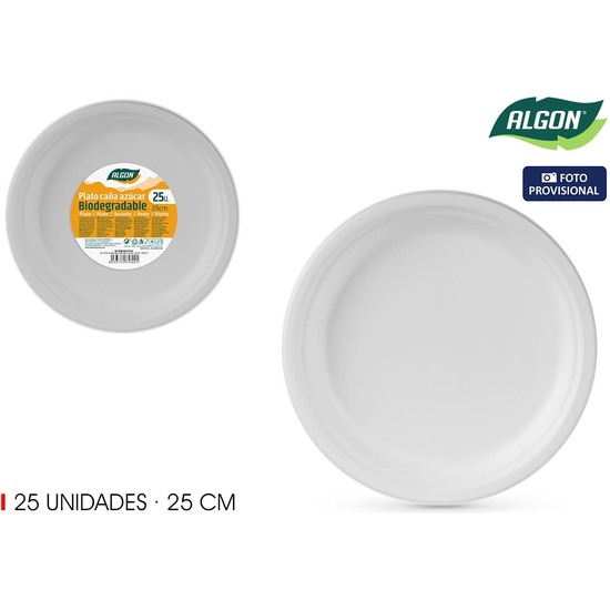 SET-25 PLATO BIO.REDONDO 25CM CAÑA ALGON image 0