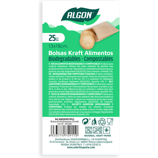 BOLSAS KRAFT ALIMENTOS REUTIL.25UND ALGON image 1