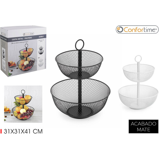 CESTA METAL FRUTERO DOBLE 31X31X41C CONFORTIME image 0